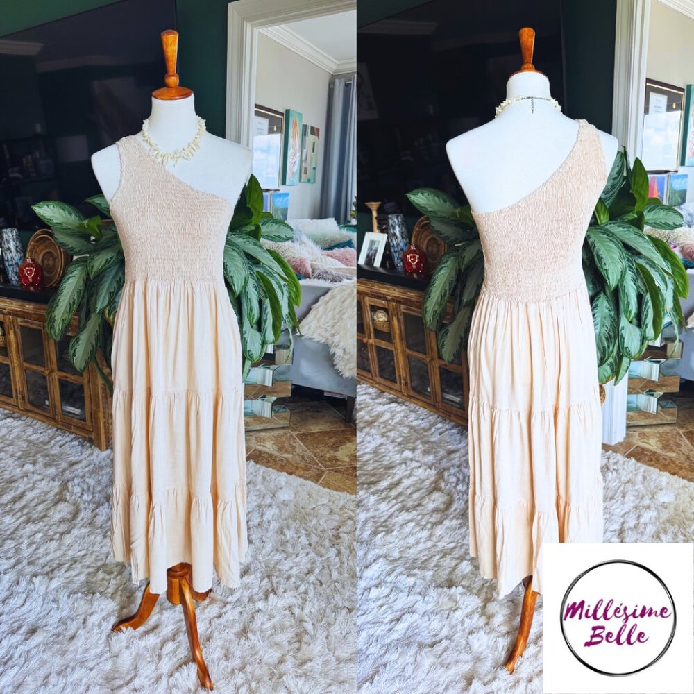 Cream One-Should Maxi Dress